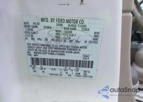 2008 Mercury Mariner Premier from USA, damaged, VIN 4M2CU97158KJ12890